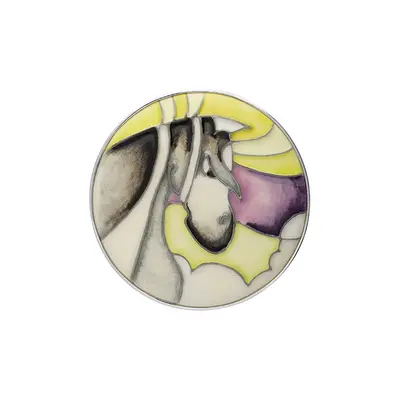 Sterling Silver Moorcroft The Charger Round Brooch - Silver