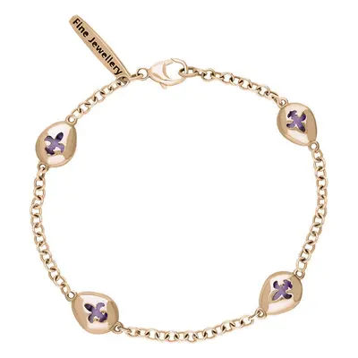 18ct Rose Gold Blue John Oval Fleur De Lis Detail Four Stone Bracelet - Rose Gold