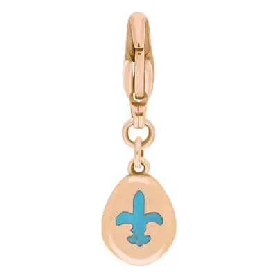 18ct Rose Gold Turquoise Pear Shaped Fleur De Lis Clip Charm - Option1 Value Rose Gold