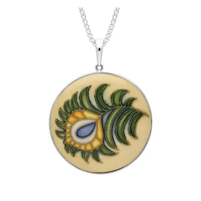 Sterling Silver Moorcroft Feather Round Necklace - Silver