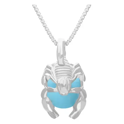 18ct White Gold Turquoise Zodiac Scorpio 9mm Bead Pendant - White Gold