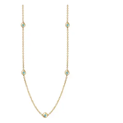 9ct Yellow Gold Turquoise Fleur De Lis Link Disc Chain Necklace - Option1 Value Yellow Gold