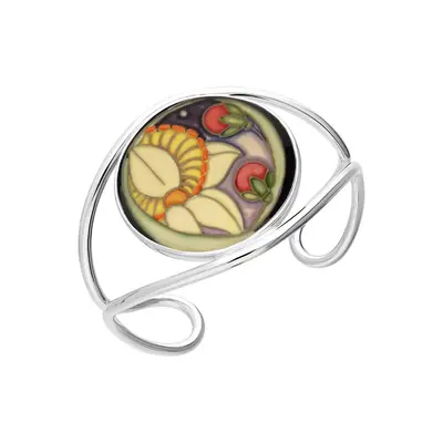 Sterling Silver Moorcroft Seeded Flower Bangle - Silver