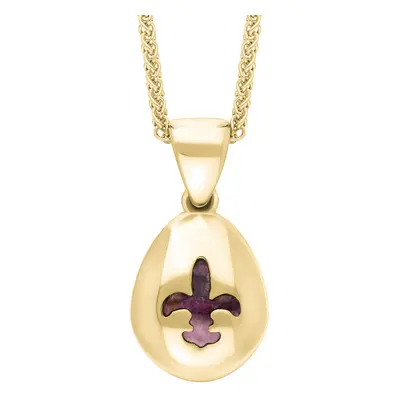 18ct Yellow Gold Blue John Fleur De Lis Pear Shape Necklace