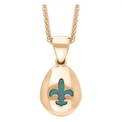 18ct Rose Gold Turquoise Fleur De Lis Pear Shape Necklace
