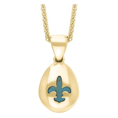 18ct Yellow Gold Turquoise Fleur De Lis Pear Shape Necklace