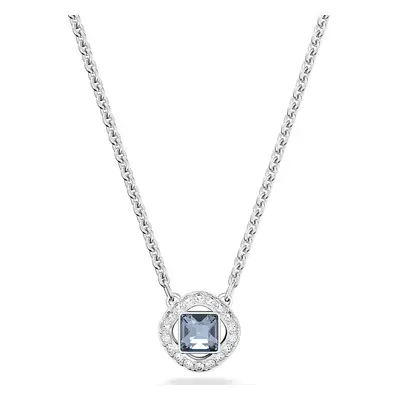 Swarovski Angelic Rhodium Plated Square Cut Blue Crystal Necklace - Silver