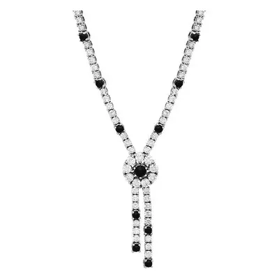 18ct White Gold Whitby Jet 6.77ct Rosette Style Necklace