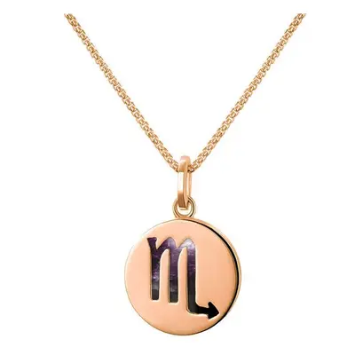 9ct Rose Gold Blue John Zodiac Scorpio Round Necklace