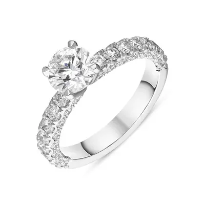 Platinum Diamond Certified Solitaire Shoulder Set Ring