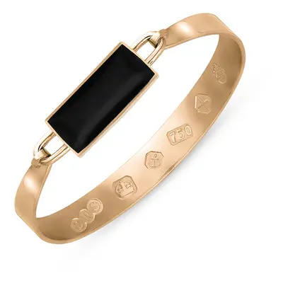 18ct Rose Gold Whitby Jet Queen's Jubilee Hallmark Wide Oblong Bangle D