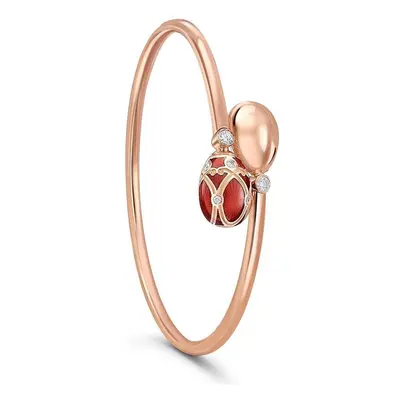 Faberge Palais Yelagin 18ct Rose Gold Diamond Red Crossover Bangle