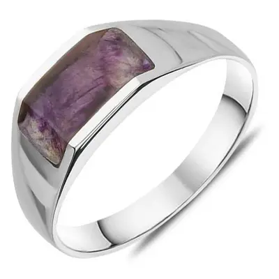 9ct White Gold Blue John Cut Off Band Ring
