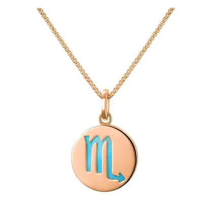 9ct Rose Gold Turquoise Zodiac Scorpio Round Necklace