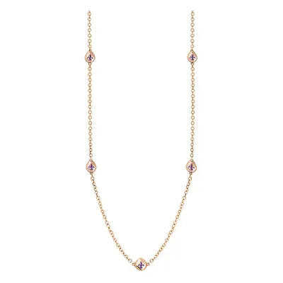 18ct Rose Gold Blue John Fleur De Lis Link Disc Chain Necklace