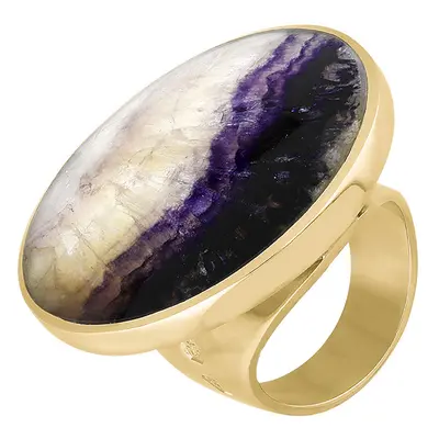 18ct Yellow Gold Blue John King's Coronation Hallmark Large Round Ring D