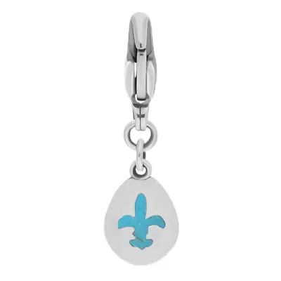 9ct White Gold Turquoise Pear Shaped Fleur De Lis Clip Charm