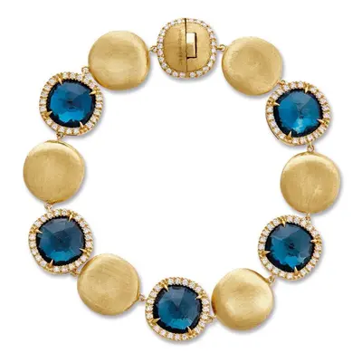 Marco Bicego Jaipur 18ct Yellow Gold London Blue Topaz 0.93ct Diamond Bracelet D
