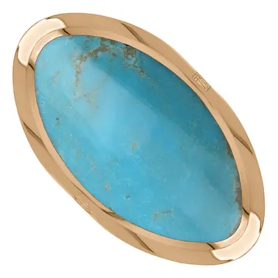 18ct Rose Gold Turquoise King's Coronation Hallmark Large Oval Ring D