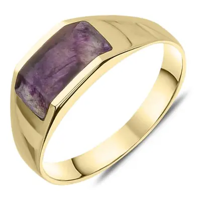 9ct Yellow Gold Blue John Cut Off Band Ring
