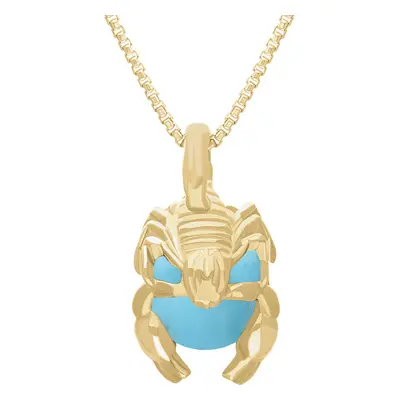 9ct Yellow Gold Turquoise Zodiac Scorpio 9mm Bead Pendant