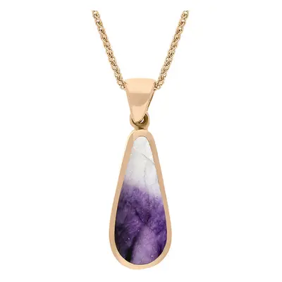 9ct Rose Gold Blue John Mother Of Pearl Small Double Sided Pear Cut Fob Necklace
