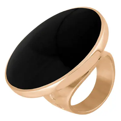 9ct Rose Gold Whitby Jet King's Coronation Hallmark Large Round Ring