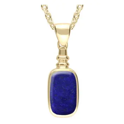 9ct Yellow Gold Lapis Lazuli Oblong Bottle Top Necklace