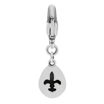 9ct White Gold Whitby Jet Pear Shaped Fleur De Lis Clip Charm