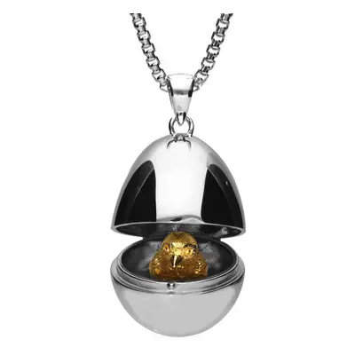Yellow Gold Sterling Silver Plated Large Easter Egg and Chick Necklace