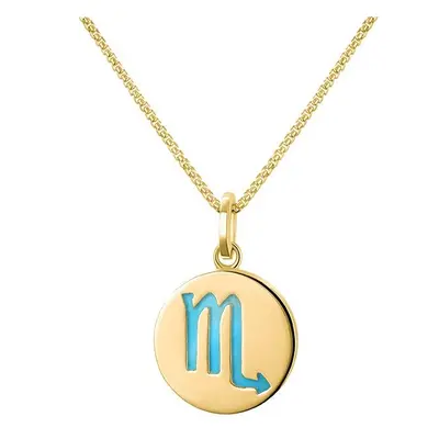 9ct Yellow Gold Turquoise Zodiac Scorpio Round Necklace