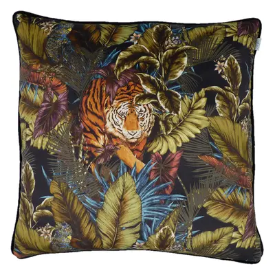 Bengal Tiger Black Amazon Velvet Cushion (60cm x 60cm)