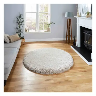 Montana Beige Luxury Circle Shaggy Rug