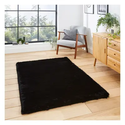 Super Teddy Black Shaggy Rug