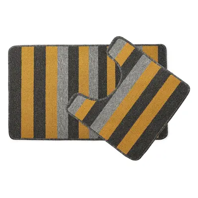 Jersey Contrast Yellow Stripe 2 Piece Bath Mat Set