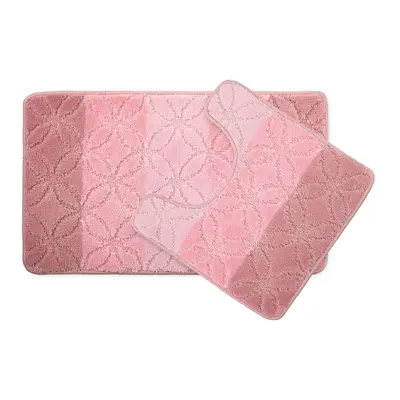 Halo Pink Stripe 2 Piece Bath Mat Set