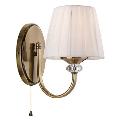 Firstlight Langham Traditional Style Wall Light with On/Off Pull Cord Cream and Antique Brass