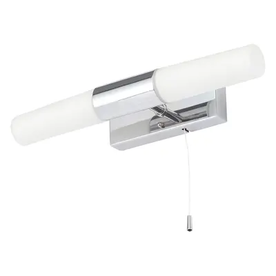 Spa Aries 2-Light Wall Light with Pull Switch Opal Glass and Chrome