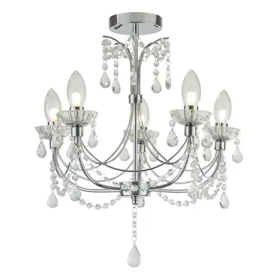 Searchlight 9037-5CC Autumn 5 Light Ceiling Chandelier Light In Chrome And Crystal