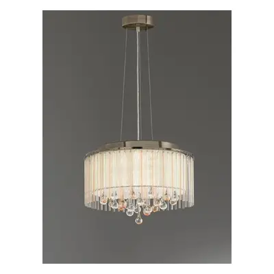 F2346/6 6 Light Ceiling Pendant Light In Bronze With Crystal Drops
