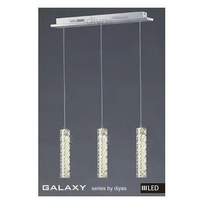 IL80034 Galaxy LED 18 Light Chrome & Crystal Triple Pendant