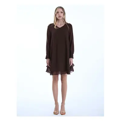 James Lakeland Women's Long Sleeve Brown Wave Hem Dress - Size: 22/20