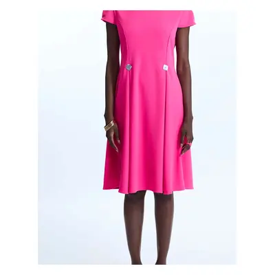 James Lakeland Women's Cap Sleeve Button Midi Dress Fuchsia - Pink - Size: 18