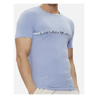 Emporio Armani Men's Cotton Muscle Fit Round Neck Sky Blue T-Shirt - Size: 40/Regular