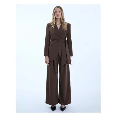 James Lakeland Women's Side Brown Sash Blazer - Size: 14