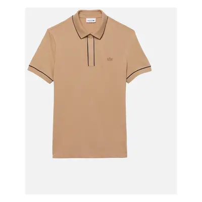 Men's Lacoste Mens Concealed Button Polo Shirt (Sand) - Cream/Brown - Size: 44/Regular