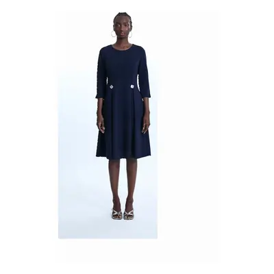 James Lakeland Women's Pin Tuck Button Midi Dress Navy - Size: 10