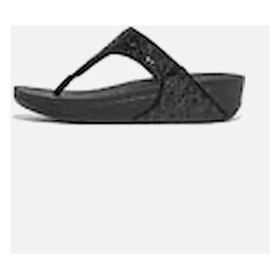 Women's FitFlop Lulu Glitter Toe Thong black glitter - Size: