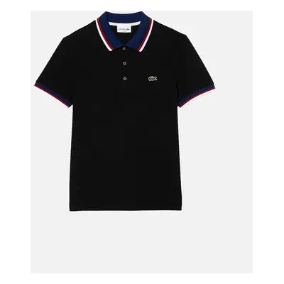 Men's Lacoste Mens Contrast Collar Polo Shirt (Black) - Size: 40/Regular