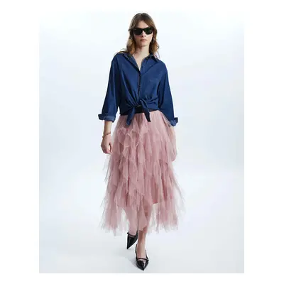 James Lakeland Women's Organza Ruffled Skirt Pink - Size: 32in/12